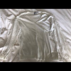 Lace Up Shoulder V Neck Sweater